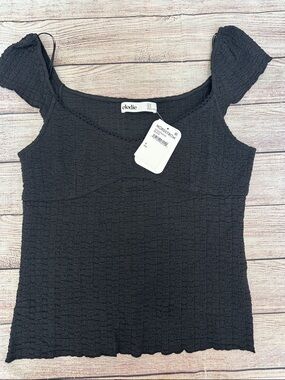Elodie Black Smocked Ruffle-Strap Tank Size Medium